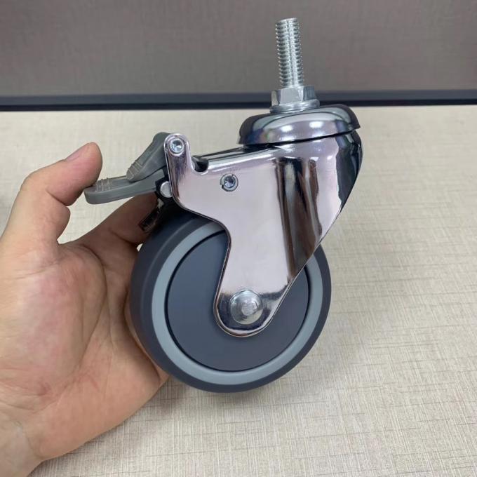 PU Mute Medical ขนาดกลาง 4 นิ้วล็อคที่นอน Casters ล้อโรงพยาบาล 0