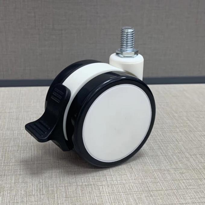 PU TPR วัสดุ M12X25MM ล้อเลื่อนทางการแพทย์พร้อมระบบเซ็นทรัลล็อคเบรค 0
