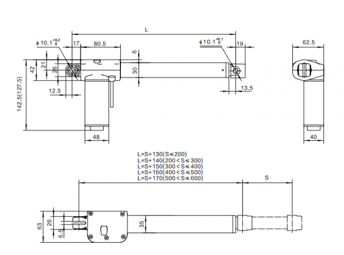 24V DC AC ตัวกระตุ้นแบบเส้นตรง Stroke Optional Motor Push 3000N สำหรับเตียงทางการแพทย์ 0