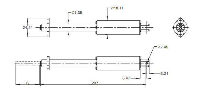 ตัวกระตุ้นมอเตอร์เชิงเส้นตรงขนาดเล็ก 12v ก้านกด 100N สำหรับสนามเฟอร์นิเจอร์ 0