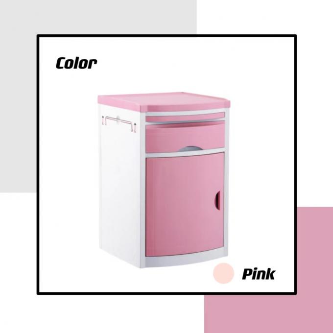 โต๊ะข้างเตียง ABS สีชมพู 143X130 มม. สำหรับผู้ป่วยโดยเฉพาะสำหรับเตียงในโรงพยาบาล 0