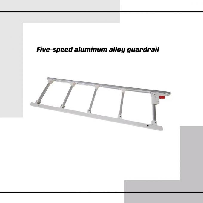รางข้างเตียงทางการแพทย์แบบพับได้สีเงินห้าเสา Guardrail อลูมิเนียมอัลลอยด์ 0