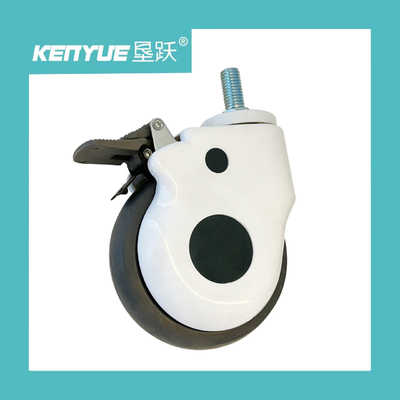 ซื้อ 5 นิ้วสีขาว Medical Casters แบนด์เบรค PP และ TPR วัสดุ การผลิตออนไลน์
