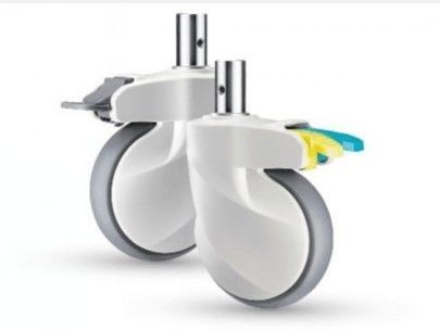 ซื้อ ใหม่ 5 นิ้ว Medical Bed Caster ล้อ Central Control Plunger เส้นผ่านศูนย์กลาง 28 Caster พร้อมเบรค การผลิตออนไลน์