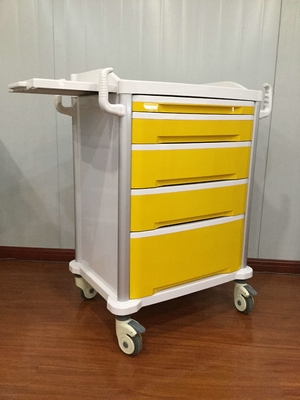 ICU dressing drug Yellow Mobile ABS Medical Trolley Cart