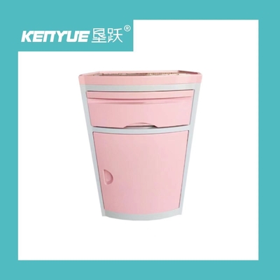 โต๊ะข้างเตียง ABS สีชมพู 143X130 มม. สำหรับผู้ป่วยโดยเฉพาะสำหรับเตียงในโรงพยาบาล