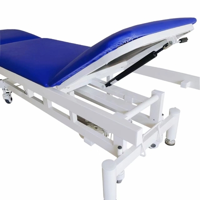 เตียงตรวจสอบไฟฟ้าเหล็กกล้าคาร์บอนไฮดรอลิก Medical Blue