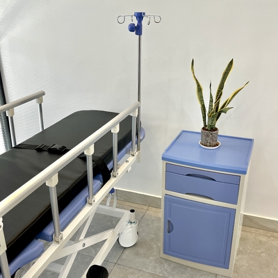 รถเข็นผู้ป่วยฉุกเฉินแบบไฮดรอลิคสีน้ำเงินสำหรับโรงพยาบาล Medical
