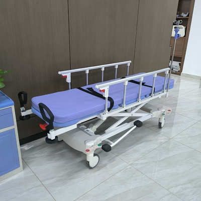 รถเข็นไฮดรอลิก Hhspital Equipment Medical Patient Trolley รถเข็นรถเข็น