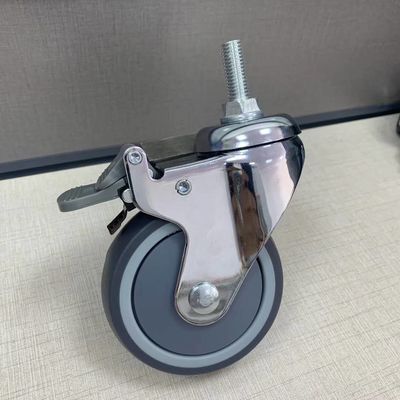 PU Mute Medical ขนาดกลาง 4 นิ้วล็อคที่นอน Casters ล้อโรงพยาบาล