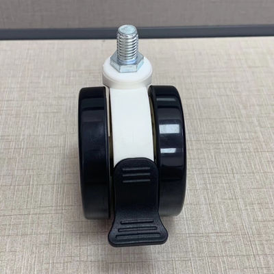 PU TPR วัสดุ M12X25MM ล้อเลื่อนทางการแพทย์พร้อมระบบเซ็นทรัลล็อคเบรค
