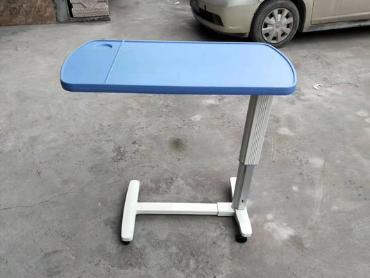 Gas Spring Hospital Bed Tray Table ปรับได้เหนือโต๊ะเตียงบนล้อ