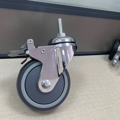 PU Mute Medical ขนาดกลาง 4 นิ้วล็อคที่นอน Casters ล้อโรงพยาบาล