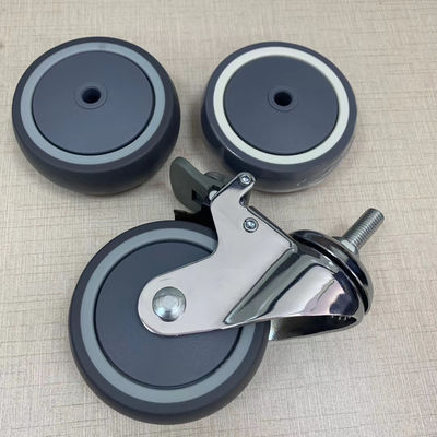 PU Mute Medical ขนาดกลาง 4 นิ้วล็อคที่นอน Casters ล้อโรงพยาบาล