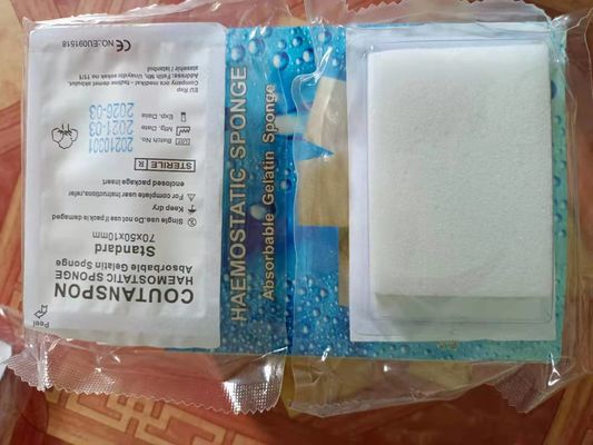 ทางการแพทย์ Disposable ดูดซับเจลาติน Hemostatic ฟองน้ำ 70x50x10mm