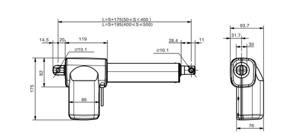 ตัวควบคุมตัวกระตุ้นเชิงเส้น 24VDC IPX6W จังหวะตัวเลือกสำหรับเตียงโรงพยาบาลไฟฟ้า