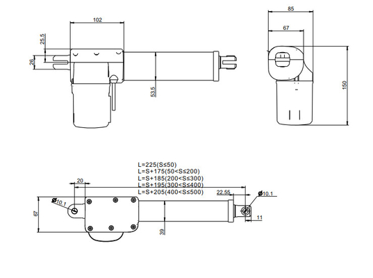 ตัวกระตุ้นเชิงเส้นไฟฟ้าทางการแพทย์ 24V Motor Push 6000N ABS Plastic
