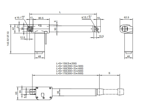 24V DC AC ตัวกระตุ้นแบบเส้นตรง Stroke Optional Motor Push 3000N สำหรับเตียงทางการแพทย์