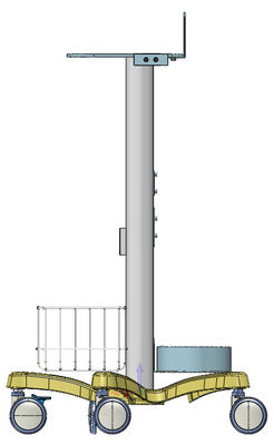 ตรวจสอบรถเข็นแพทย์เคลื่อนที่ด้วยวัสดุอลูมิเนียมสีขาวในโรงพยาบาล