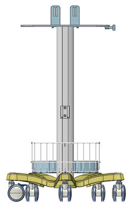 ตรวจสอบรถเข็นแพทย์เคลื่อนที่ด้วยวัสดุอลูมิเนียมสีขาวในโรงพยาบาล