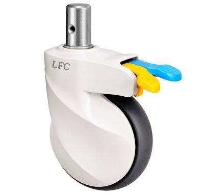 สีขาว TPR + ABS Medical 5 นิ้วเบรคคู่ล้อคู่