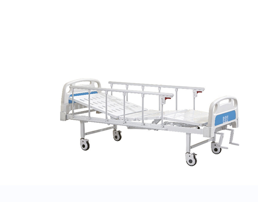 Metal Double Rocker Manual Hospital Bed สีขาวและสีน้ำเงิน