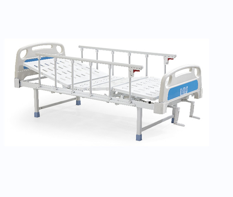 Metal Double Rocker Manual Hospital Bed สีขาวและสีน้ำเงิน