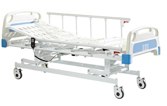 Metal Double Rocker Manual Hospital Bed สีขาวและสีน้ำเงิน