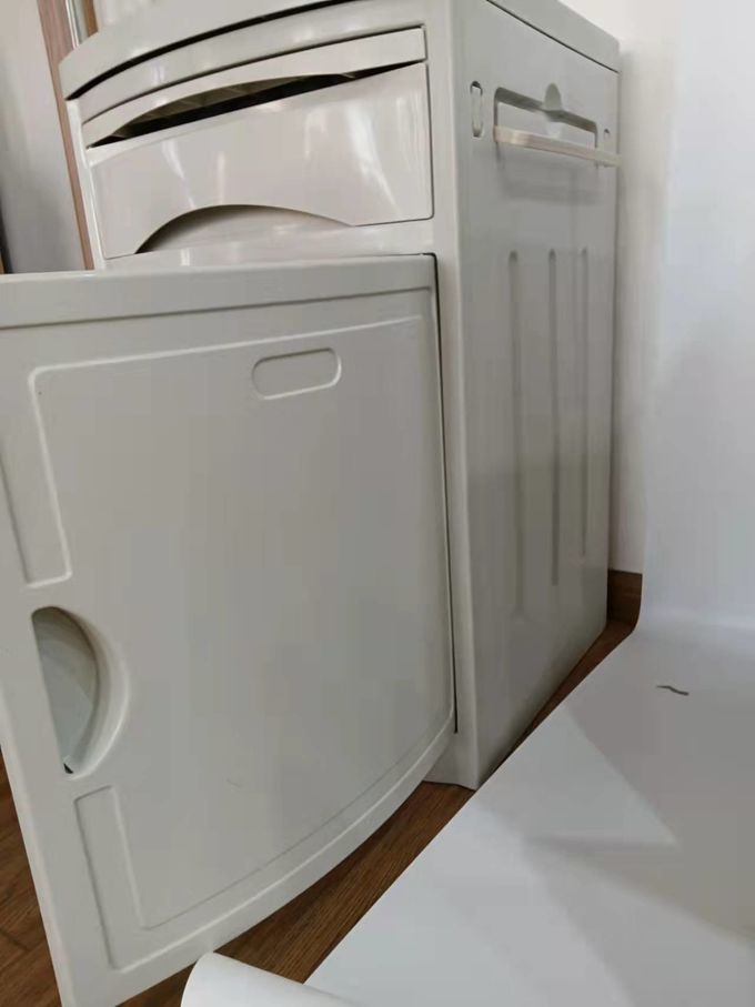 โต๊ะข้างเตียงทางการแพทย์ ABS ตู้ข้างเตียงปรับระดับได้ White 1